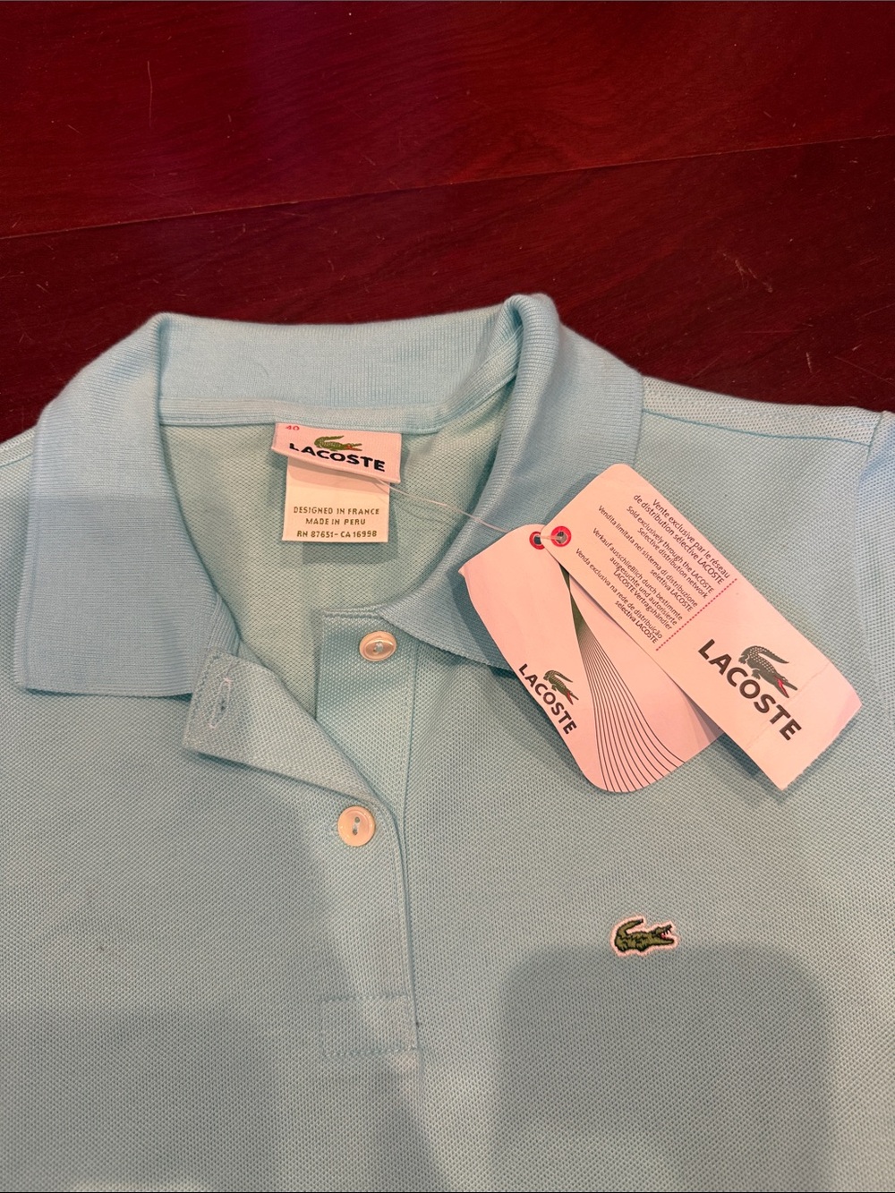 Lacoste Fitted Blue Short Sleeve Polo NWT - Picture 2 of 7
